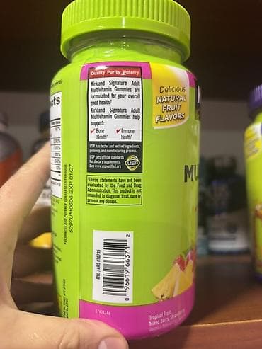 футболки с длинными рукавами: Комплекс витаминов, Для укрепления иммунитета, Kirkland Signature, Для взрослых, США, Жевательные мармеладки, Новый — 4