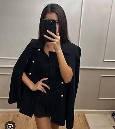 Жеке буюмдар: Черная накидка-манто (кэйп) с золотистой фурнитурой - Классический — 3