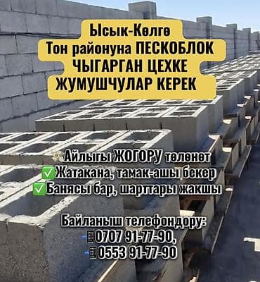 апарат для пенаблок: Тез арада Ысык-Көлгө Тон районуна ПЕСКОБЛОК ЧЫГАРГАН ЦЕХКЕ ЖУМУШЧУЛАР — 1