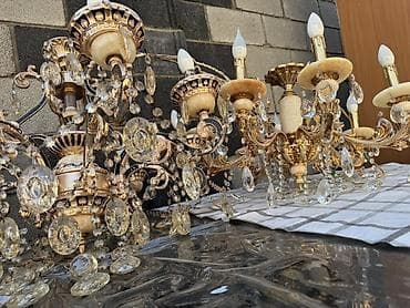барокко: Классические потолочные люстры из мрамора с подвесками 2 шт - Стиль — 4