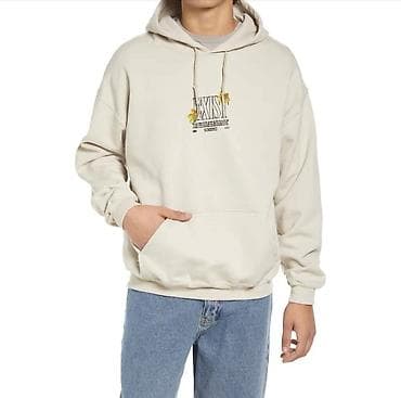 TOPMAN. Худи оверсайз с ботаническим рисунком.Эта флисовая толстовка с