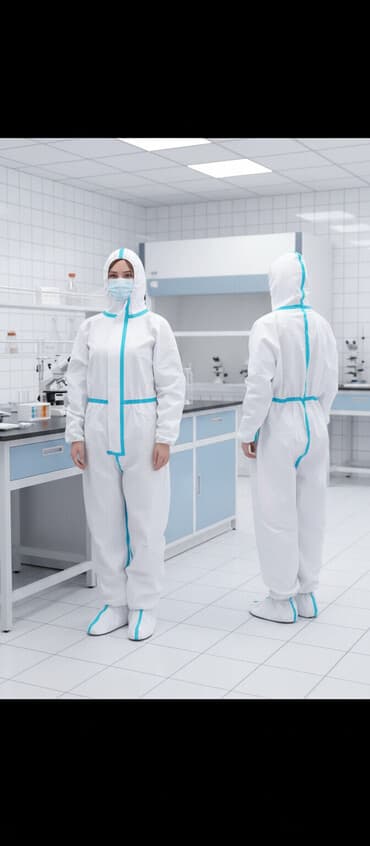 Атайын кийим: Защитный одноразовый комбинезон с капюшоном Размеры на фото — 1