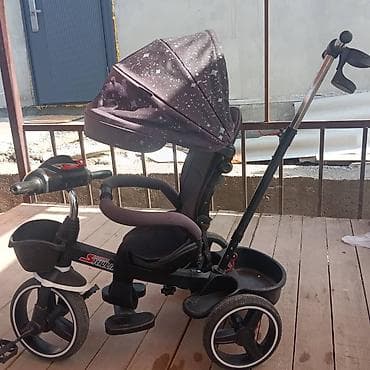 Велосипеды: Детский трехколесный велосипед-трансформер с родительской ручкой и — 4