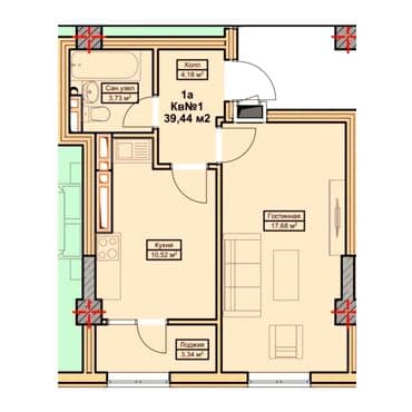 квартира бишкек долгосрочная: 1 комната, 40 м², Элитка, 7 этаж, ПСО (под самоотделку) — 2