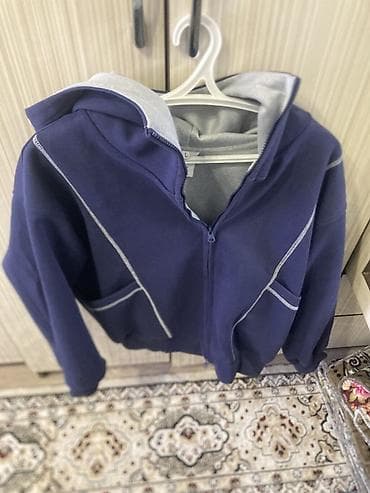 худи на молнии: Мужская толстовка, L, Б/у, цвет - Синий — 3