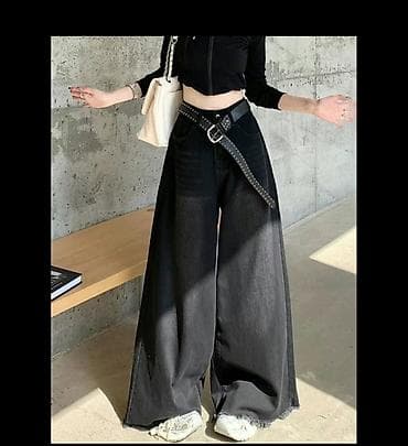Джинсы: Широкие женские джинсы стиля, черные - Силуэт: экстремально широкие — 3