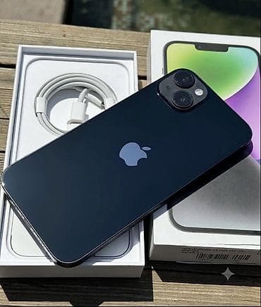 Техника и электроника: IPhone 14 Plus, Б/у, 256 ГБ, Черный, Защитное стекло, Коробка, Чехол, 83 % — 1