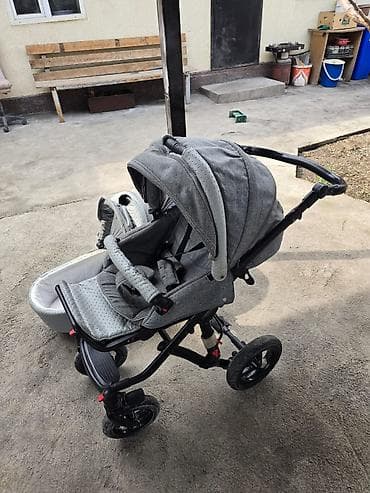 капяски в 3 в одном: Детская коляска 2 в 1 (люлька + прогулочный блок), серого цвета — 1