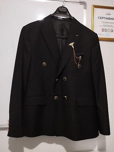 Костюмы: Двубортный мужской пиджак Marsel, черный. - Классический крой с — 1