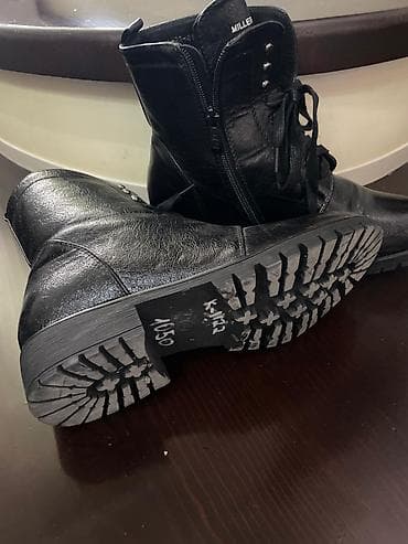 Сабо: Черные кожаные ботинки Miller (надпись на язычке), стиль — 3