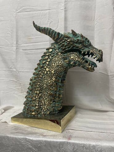 дракон: Бронзовые головы драконов. Тонировка римская патина (зелёная) Высота — 2