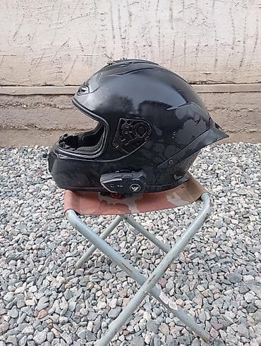 ролики и самокат: Мотошлем AXOR (полноразмерный, интеграл), цвет — глянцевый черный — 3