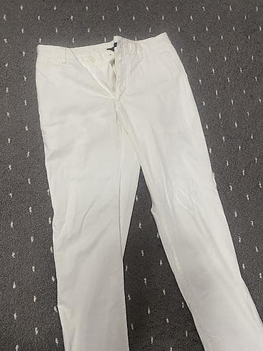 джинсы зауженные: Белые мужские брюки Nes Slim. - Посадка: slim (узкий, аккуратный — 1