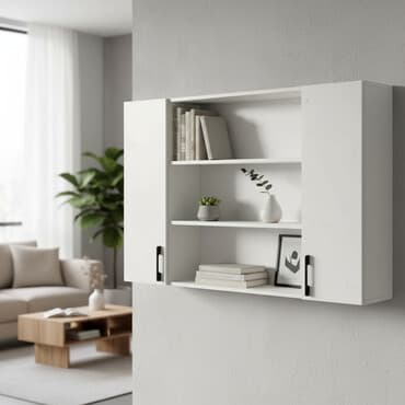 шкафчик полки: Полка навесная двухдверная P1400 (Белый) Полка навесная двухдверная — 1