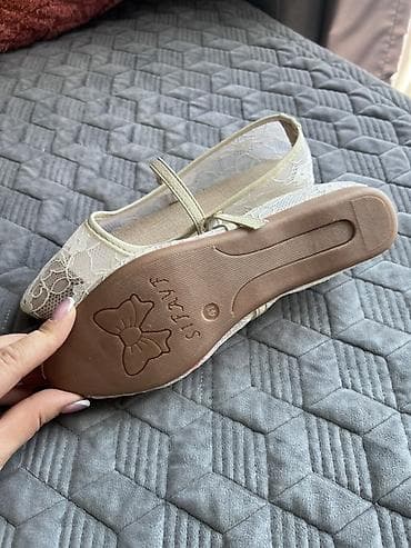 волейболный обувь: Бежевые кружевные балетки очень нежные 🌺 - Цвет: молочный/айвори - — 4