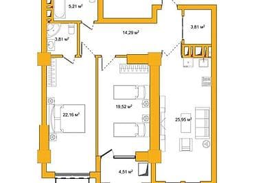 prime park: 3 комнаты, 100 м², 4 этаж, Готовая ПСО (под самоотделку) — 2