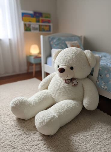 Плюшевый медведь большого размера - Цвет: молочный/кремовый - at lalafo.kg Плюшевый медведь большого размера - Цвет: молочный/кремовый -