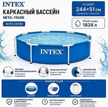 воздушный бассейн: Каркасный бассейн Intex Metal Frame — прочный и удобный вариант для — 3