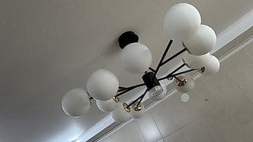 space stars: Потолочная люстра в стиле mid-century/loft с 12 плафонами-сферами. - — 2