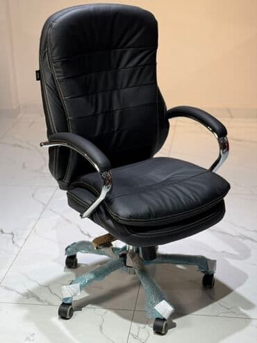 купить кресло для компьютера: Офисное кресло, Новый, С колесиками, цвет - Черный, Экокожа, В рассрочку, Бесплатная доставка — 2