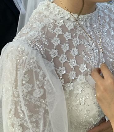 Айымдардын бут кийими: Свадебное платье А-силуэта с длинными рукавами. - Цвет: классический — 5