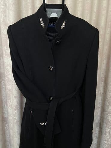 дордой женские куртки: Женское пальто, деми, кашемир, чёрное, пр-ва Италия, б/у, размер — 14