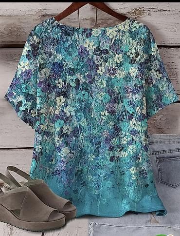 женские свободные рубашки: Топ, Вискоза, Китай, Ассиметричная модель, Новый — 9