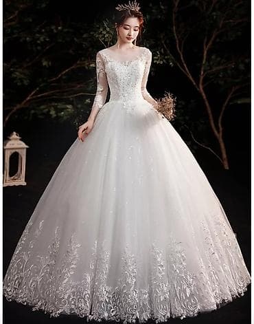 Свадебное платье, L, С корсетом, Фатин, Пышное, Стразы, Новый