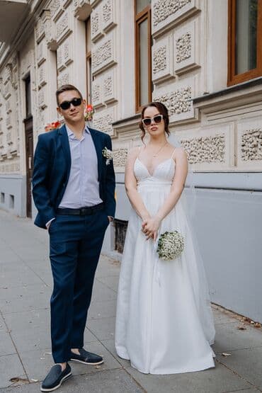 Свадебное платье, Дизайнерское, Атлас, Жемчуг, Б/у