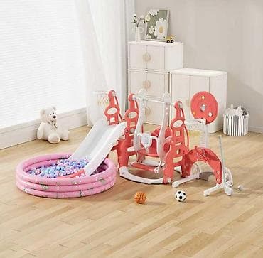 Балдар транспорту: Качеля с горкой и баскетбольной стойкой бассейн с шариками в — 1