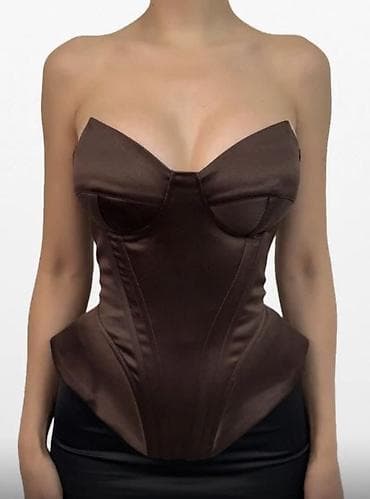 Бюстгальтеры: Корсет-бюстье женский, шоколадный - Силуэт: корсет с открытыми — 2