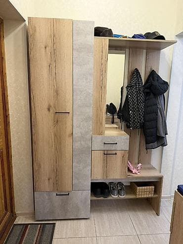 Үй жана бакча: Кире бериш үчүн гарнитур, Колдонулган, Күзгү, ДСП, түсү - Боз — 1