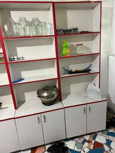 навесной кухонный шкафчик: Кухонный модуль с открытыми полками и нижними тумбами - Компоновка — 1