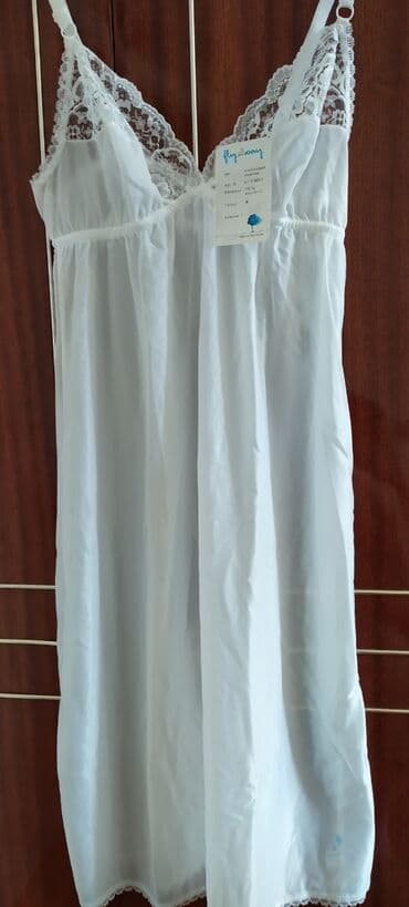 белая ночная сорочка: Пеньюар, Вискоза, Средняя модель, Германия — 6