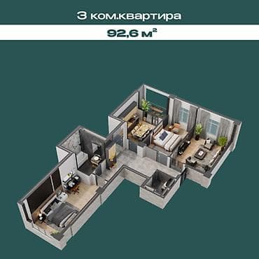 3 комнаты, 92 м², Элитка, 12 этаж, ПСО (под самоотделку) — 1