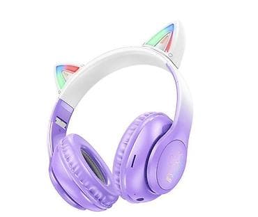 iphone 12 max: HOCO W42 Cat Ear — беспроводные накладные наушники с кошачьими ушками — 3