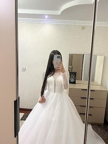 платье даром: Свадебное платье A‑силуэта с длинными рукавами - Цвет: классический — 4