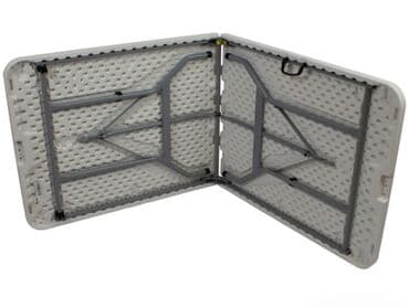 стол для пикника раскладной: Раскладной стол с белой столешницей и серыми металлическими ножками — 3