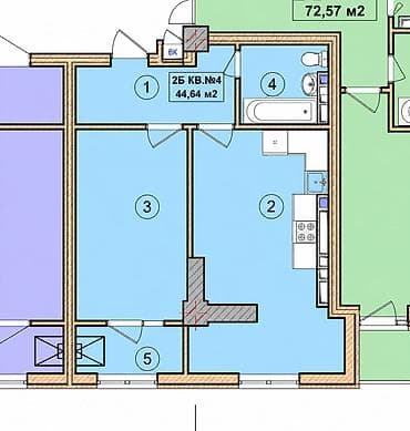 o2 development: 1 комната, 45 м², Элитка, 11 этаж, Готовая ПСО (под самоотделку) — 7