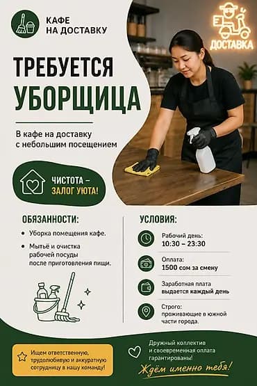 Талап кылынат Тазалоочу, Төлөм: Күнүмдүк