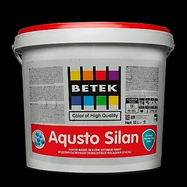 Фасадная силиконовая краска Betek Aqusto Silan в ведре объемом 15