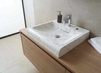 Раковина для ванной, Квадратная форма, Материал: Искусственный камень, Размер: 60 x 60 см