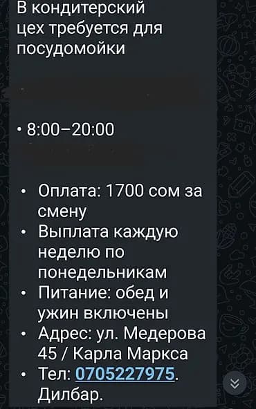Талап кылынат Идиш жуучу, Төлөм: Жума сайын