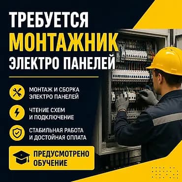 Требуется монтажники электропанелей!! СРОЧНО!!!! Оклад от 60000 сом с