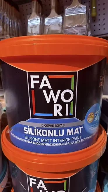 Силиконовая краска, Fawori, Для внутренней работы, цвет - Белый, 20 кг, Матовая, Моющаяся