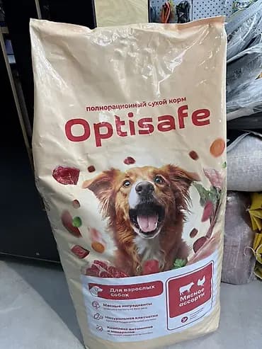 Optisafe — полнорационный сухой корм для взрослых собак, вкус «Мясное