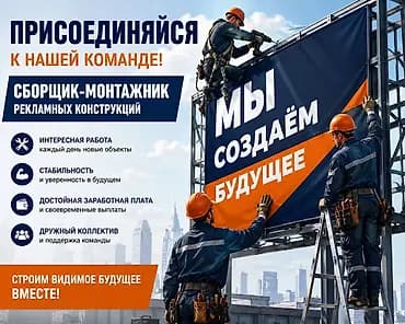 Вакансия: Сборщик-монтажник рекламных конструкций Что предстоит