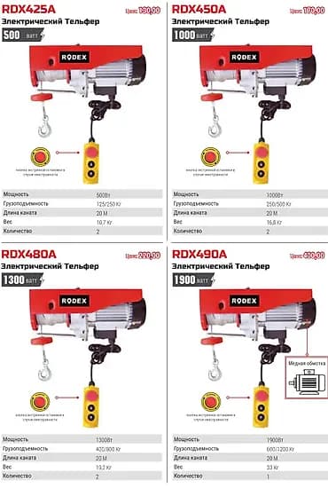 Лебедка и Тельфер 🔥Распродажа 🔥 RODEX, DINGQI, АЛЬФА Подьемник