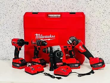 Набор 4в1 аккумуляторного инструмента Milwaukee M18: 4 батарейка 2