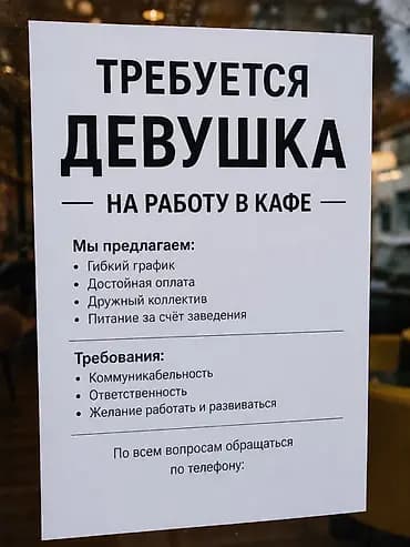 Вакансия: работа в кафе Мы предлагаем: - гибкий график - достойную